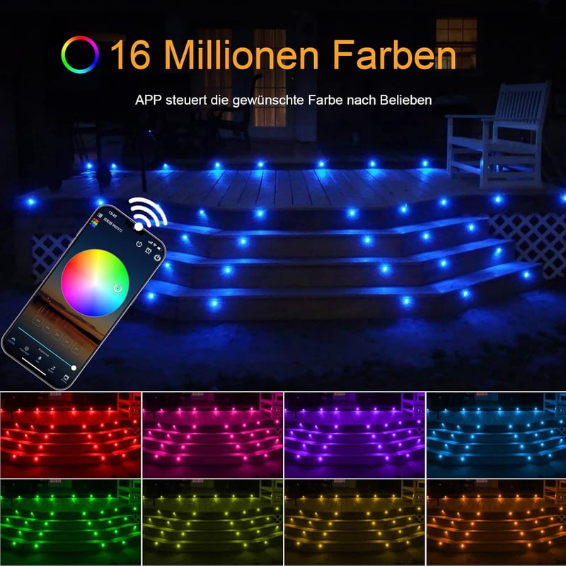 FVTLED 20 db WiFi RGB süllyesztett padlóspotlámpa Alexa kompatibilis 12V DC, 30 mm átmérő, 0.6 W LED