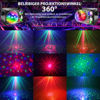 Fwiull 4 u 1 disko kugla DJ party svjetlo sa 65 uzoraka, RGB UV stroboskop, svjetlo za disko s glasovnom kontrolom, USB kabel od 2m, za zabave, Halloween, Božić 3
