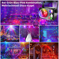 Fwiull 4 u 1 disko kugla DJ party svjetlo sa 65 uzoraka, RGB UV stroboskop, svjetlo za disko s glasovnom kontrolom, USB kabel od 2m, za zabave, Halloween, Božić 2