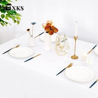 FXKS Fehér Téglalap Asztalterítő 6 db – 229 x 396 cm, 8 ft-os Asztalhoz, Mosható Dekoratív Abrosz 8