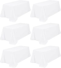 FXKS Fehér Téglalap Asztalterítő 6 db – 229 x 396 cm, 8 ft-os Asztalhoz, Mosható Dekoratív Abrosz 1