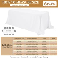 FXKS Fehér Téglalap Asztalterítő 6 db – 229 x 396 cm, 8 ft-os Asztalhoz, Mosható Dekoratív Abrosz 3