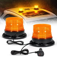 Fxlpower 2 buc. girofar LED rotativ 12V-24V galben, magnet puternic pentru freză de zăpadă, utilaje, stivuitor, tractor 1