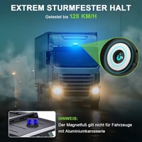 Fxlpower Kék LED Forgó Jelzőlámpa Napelemes Akkus IP65 Mágnes Figyelmeztetés 4