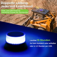 Fxlpower Kék LED Forgó Jelzőlámpa Napelemes Akkus IP65 Mágnes Figyelmeztetés 2