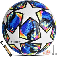 Fxznacbh 5-ös Méretű Futball-labda Pumpával - PU Bőr Focilabda Edzéshez és Játékhoz - Kék-Fehér, Tartós Hőkötött Technológiával 1