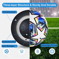 Fxznacbh 5-ös Méretű Futball-labda Pumpával - PU Bőr Focilabda Edzéshez és Játékhoz - Kék-Fehér, Tartós Hőkötött Technológiával 2