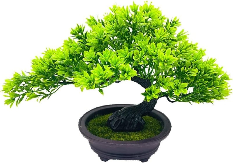 Fycooler Japán Bonsai Műnövény Cserépben - Élethű Dekoráció Asztalra, Irodába, Nappaliba - Zöld Műfa 30 cm