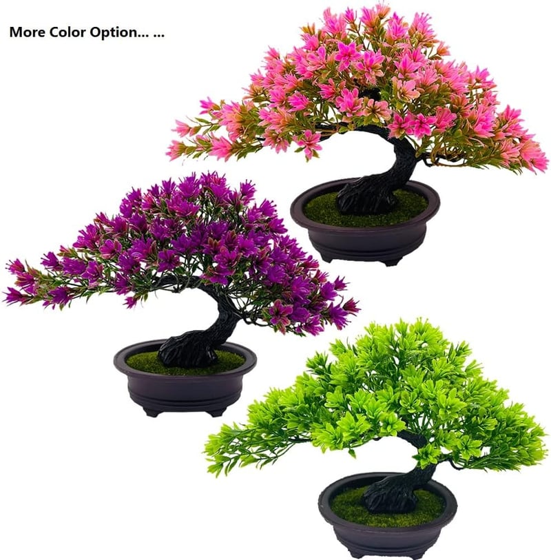 Fycooler Japán Bonsai Műnövény Cserépben - Élethű Dekoráció Asztalra, Irodába, Nappaliba - Zöld Műfa 30 cm