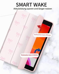 Puzdro Fycyko na iPad 9,7 palca pre 5. a 6. generáciu (2017/2018), s držiakom na ceruzku, roztomilým vzorom mašličiek, trojnásobným stojanom, ružové, ochranné puzdro odolné voči poškriabaniu 3