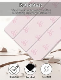 Puzdro Fycyko na iPad 9,7 palca pre 5. a 6. generáciu (2017/2018), s držiakom na ceruzku, roztomilým vzorom mašličiek, trojnásobným stojanom, ružové, ochranné puzdro odolné voči poškriabaniu 2