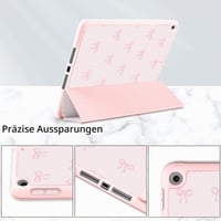 Puzdro Fycyko na iPad 9,7 palca pre 5. a 6. generáciu (2017/2018), s držiakom na ceruzku, roztomilým vzorom mašličiek, trojnásobným stojanom, ružové, ochranné puzdro odolné voči poškriabaniu 4