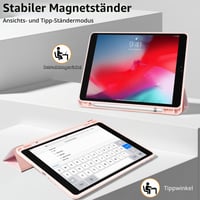 Puzdro Fycyko na iPad 9,7 palca pre 5. a 6. generáciu (2017/2018), s držiakom na ceruzku, roztomilým vzorom mašličiek, trojnásobným stojanom, ružové, ochranné puzdro odolné voči poškriabaniu 5