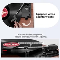 Gramofón FYDEE Bluetooth 5.4 so vstavanými 2x3W stereo reproduktormi, 3 rýchlosti, RCA/AUX, automatické zastavenie, retro dizajn, tmavočervený 5