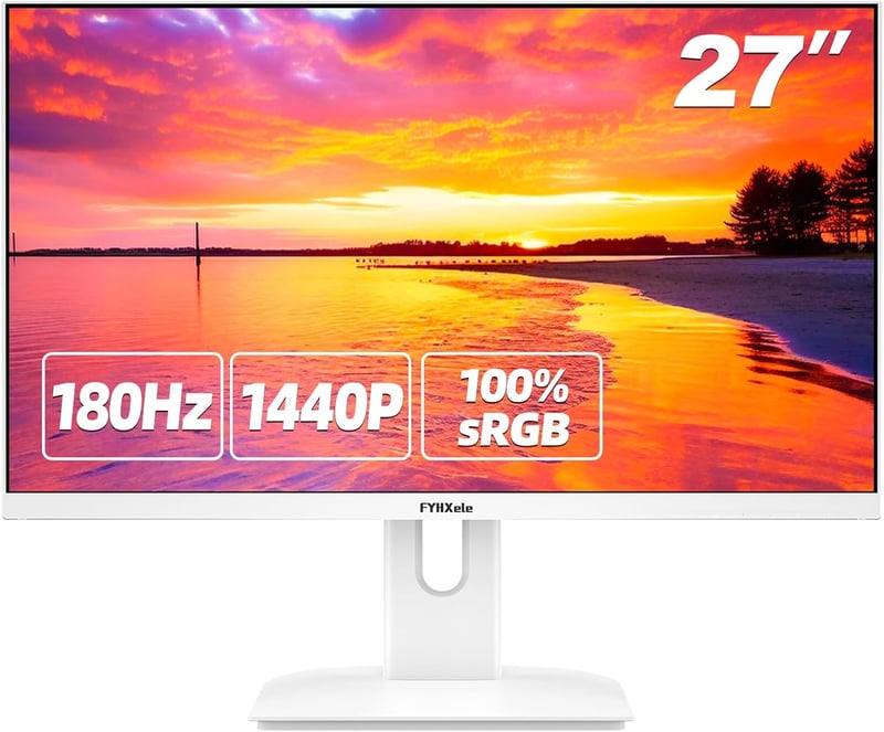 FYHXele 27 hüvelykes gamer monitor 180Hz QHD 2560x1440 Fast IPS 1ms MPRT 100 százalék sRGB HDR FreeSync HDMI DP VESA 100