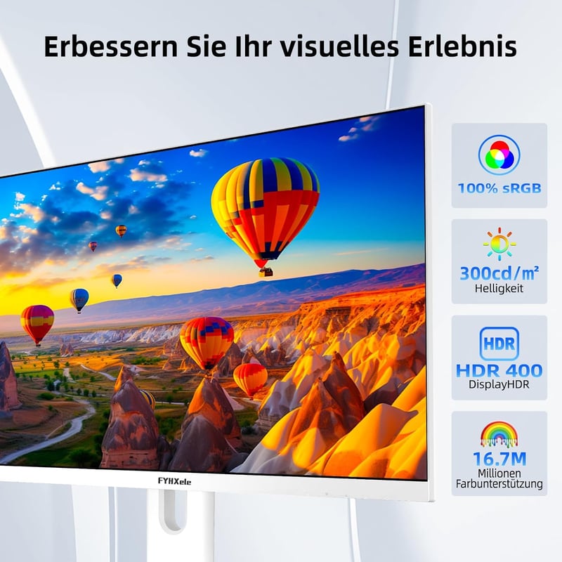FYHXele 27 hüvelykes gamer monitor 180Hz QHD 2560x1440 Fast IPS 1ms MPRT 100 százalék sRGB HDR FreeSync HDMI DP VESA 100