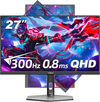 FYHXele 27 hüvelykes gaming monitor 300 Hz QHD IPS 0,8 ms GTG állítható állvány VESA függőleges, kékfény szűrős, fekete 1