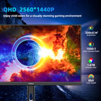 FYHXele 27 hüvelykes gaming monitor 300 Hz QHD IPS 0,8 ms GTG állítható állvány VESA függőleges, kékfény szűrős, fekete 4