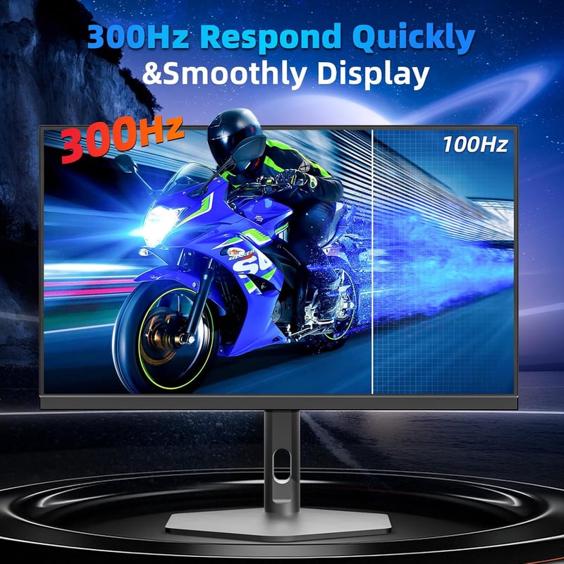 FYHXele 27 hüvelykes gaming monitor 300 Hz QHD IPS 0,8 ms GTG állítható állvány VESA függőleges, kékfény szűrős, fekete