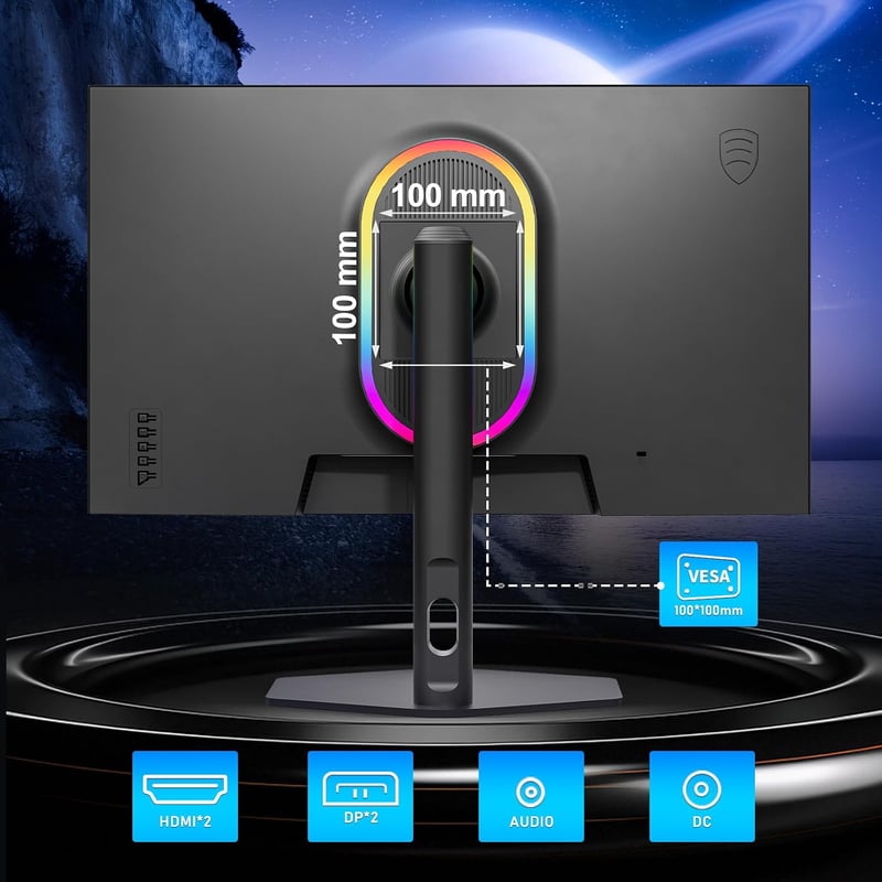 FYHXele 27 hüvelykes gaming monitor 300 Hz QHD IPS 0,8 ms GTG állítható állvány VESA függőleges, kékfény szűrős, fekete