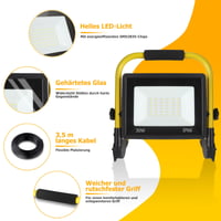 Fynokst 150W LED stavebný reflektor 15400LM, IP66 vodoodolné pracovné svetlo so zástrčkou, 3,5 m kábel, 6000K denné svetlo, prenosné do dielne, garáže a na stavbu 6