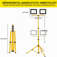 Fynokst 200W LED stavebný reflektor, 20000 LM super jasné pracovné svetlo s nastaviteľným stojanom, 3m káblom a EU zástrčkou, IP66 vodoodolné, studená biela 2
