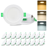 Spot LED încastrat Fynokst 7W, temperatură de culoare reglabilă 3000K/4000K/6500K, diametru decupaj 68-78 mm, IP44, pentru bucătărie, baie, sufragerie, set 19 bucăți 3