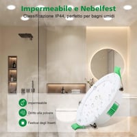 Spot LED încastrat Fynokst 7W, temperatură de culoare reglabilă 3000K/4000K/6500K, diametru decupaj 68-78 mm, IP44, pentru bucătărie, baie, sufragerie, set 19 bucăți 7