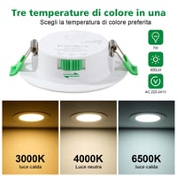 Spot LED încastrat Fynokst 7W, temperatură de culoare reglabilă 3000K/4000K/6500K, diametru decupaj 68-78 mm, IP44, pentru bucătărie, baie, sufragerie, set 19 bucăți 5