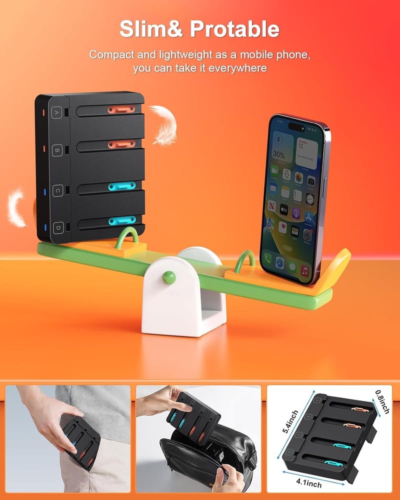 FYOUNG Nintendo Switch Töltőállomás Joy-Con Kontrollerekhez - Kompatibilis Switch 2 (2025) / Switch 1 (2017) / OLED Modellekkel - Kompakt Ho