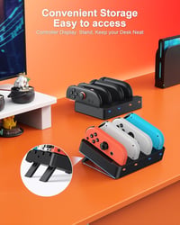 FYOUNG Nintendo Switch Töltőállomás Joy-Con Kontrollerekhez - Kompatibilis Switch 2 (2025) / Switch 1 (2017) / OLED Modellekkel - Kompakt Ho 4