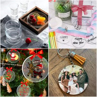 Fyrdm 24 ks Priehľadné akrylové disky s dierkou - Okrúhle plexisklové doštičky na dekorovanie 5 cm / 7,6 cm / 10 cm 7