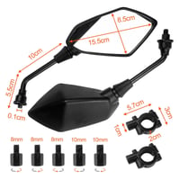 Set Oglinzi Universale pentru Motocicletă Fyrindel M8 M10, Oglindă Retrovizorie Pivotantă cu Filet pe Dreapta și Stânga, Oglindă pentru Capăt de Ghidon pentru Scuter, Bicicletă Electrică, ATV 2