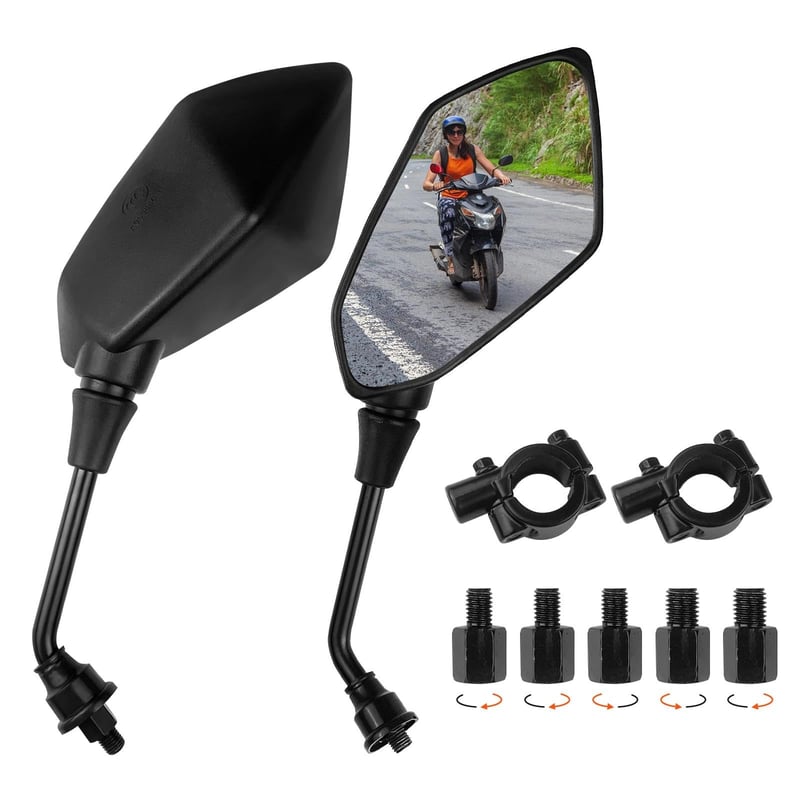 Set Oglinzi Universale pentru Motocicletă Fyrindel M8 M10, Oglindă Retrovizorie Pivotantă cu Filet pe Dreapta și Stânga, Oglindă pentru Capăt de Ghidon pentru Scuter, Bicicletă Electrică, ATV