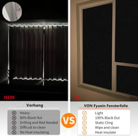 Fyuein Ablakfólia Opaque Önragasztó Dekoratív Privát UV Védelem 90x400cm Fekete 4
