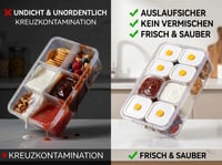 Tăviță pentru gustări FZDSY cu 8 compartimente și capace individuale - Tavă de servire etanșă pentru gustări, sosuri, fructe, grătar, picnic și călătorii - Fără BPA, transparentă 6