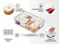 Tăviță pentru gustări FZDSY cu 8 compartimente și capace individuale - Tavă de servire etanșă pentru gustări, sosuri, fructe, grătar, picnic și călătorii - Fără BPA, transparentă 3
