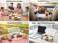 Tăviță pentru gustări FZDSY cu 8 compartimente și capace individuale - Tavă de servire etanșă pentru gustări, sosuri, fructe, grătar, picnic și călătorii - Fără BPA, transparentă 8