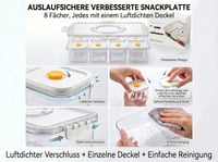 Tăviță pentru gustări FZDSY cu 8 compartimente și capace individuale - Tavă de servire etanșă pentru gustări, sosuri, fructe, grătar, picnic și călătorii - Fără BPA, transparentă 4