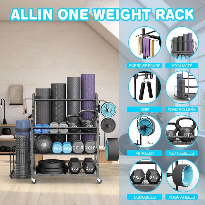 G TALECO GEAR Súlyzóállvány 204 kg Terhelhetőséggel, Állítható Súlylemez Tartó
