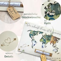 Cadou de bani pentru nuntă G U T H E Lifestyle, hartă a lumii în ramă de lemn cu eprubetă, cadou de nuntă personalizabil pentru mireasă, mire și cupluri 5