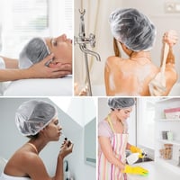 G2PLUS 100 db Eldobható Zuhanyfürdő Sapka, 44 cm Műanyag Hajvédő Fürdőmütyű Szalonhoz és Utazáshoz 5