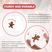 G2PLUS 100 db Karácsonyi Ajándékcímke Kraft Papírból - 4x7 cm Merry Christmas Felirattal, Juta Zsineggel Adventi Naptárhoz, DIY Dekorációhoz 4