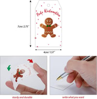 G2PLUS 100 db Karácsonyi Ajándékcímke Kraft Papírból - 4x7 cm Merry Christmas Felirattal, Juta Zsineggel Adventi Naptárhoz, DIY Dekorációhoz 2
