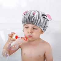 G2PLUS 2db Gyerek Fürdőkabát Vízálló Rajzfilm Mintás Zuhanysapka Pink és Szürke 6