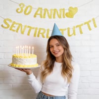 G2PLUS banner aniversar 30 de ani din hârtie lucioasă, 2 bucăți ghirlande aurii cu inscripția Happy Birthday, decorațiune pentru petrecere de 3 m 2