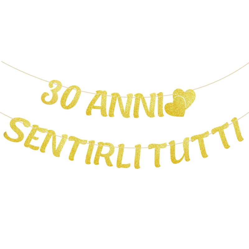 G2PLUS banner aniversar 30 de ani din hârtie lucioasă, 2 bucăți ghirlande aurii cu inscripția Happy Birthday, decorațiune pentru petrecere de 3 m