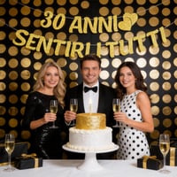 G2PLUS banner aniversar 30 de ani din hârtie lucioasă, 2 bucăți ghirlande aurii cu inscripția Happy Birthday, decorațiune pentru petrecere de 3 m 6