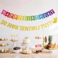 G2PLUS banner aniversar 30 de ani din hârtie lucioasă, 2 bucăți ghirlande aurii cu inscripția Happy Birthday, decorațiune pentru petrecere de 3 m 5