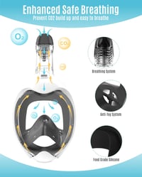 Mască de snorkeling full-face pentru copii G2RISE, cu sistem CO2 Safe, anti-aburire și tehnologie dry-top pentru scufundări și snorkeling 4